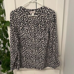 LOFT Black and White Women's Top Small